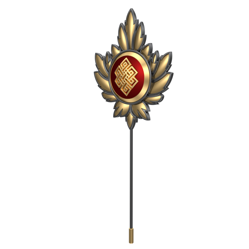 Infinity, Maple Spiritual Lapel with 18kt Gold & Black Ruthenium Plating on Brass.