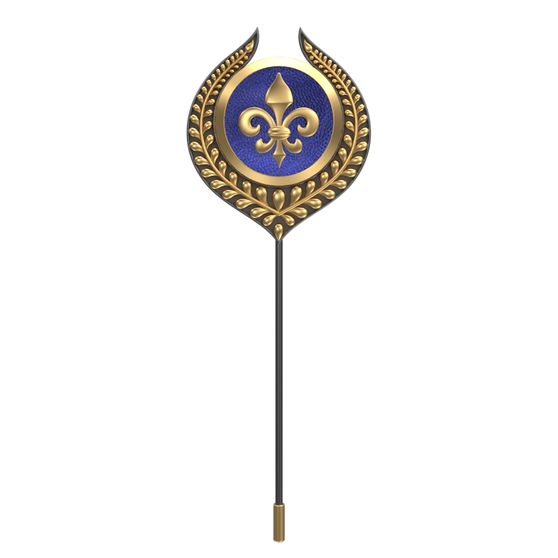 Fleur di lis, Leaf Spiritual Lapel with 18kt Gold & Black Ruthenium Plating on Brass.