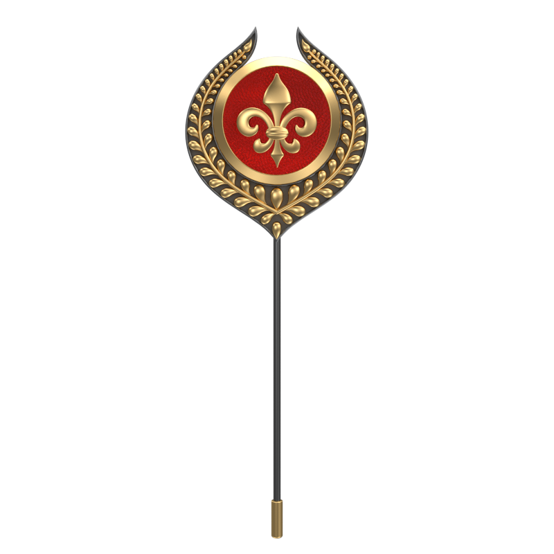 Fleur di lis, Leaf Spiritual Lapel with 18kt Gold & Black Ruthenium Plating on Brass.