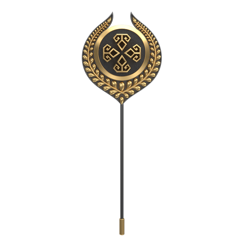 Power, Leaf Spiritual Lapel with 18kt Gold & Black Ruthenium Plating on Brass.