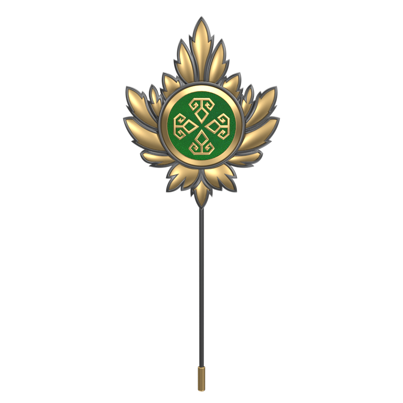 Power, Maple Spiritual Lapel with 18kt Gold & Black Ruthenium Plating on Brass.