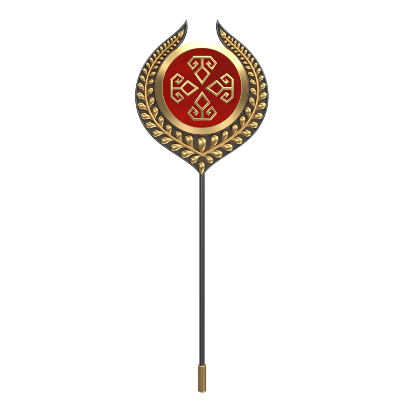 Power, Leaf Spiritual Lapel with 18kt Gold & Black Ruthenium Plating on Brass.