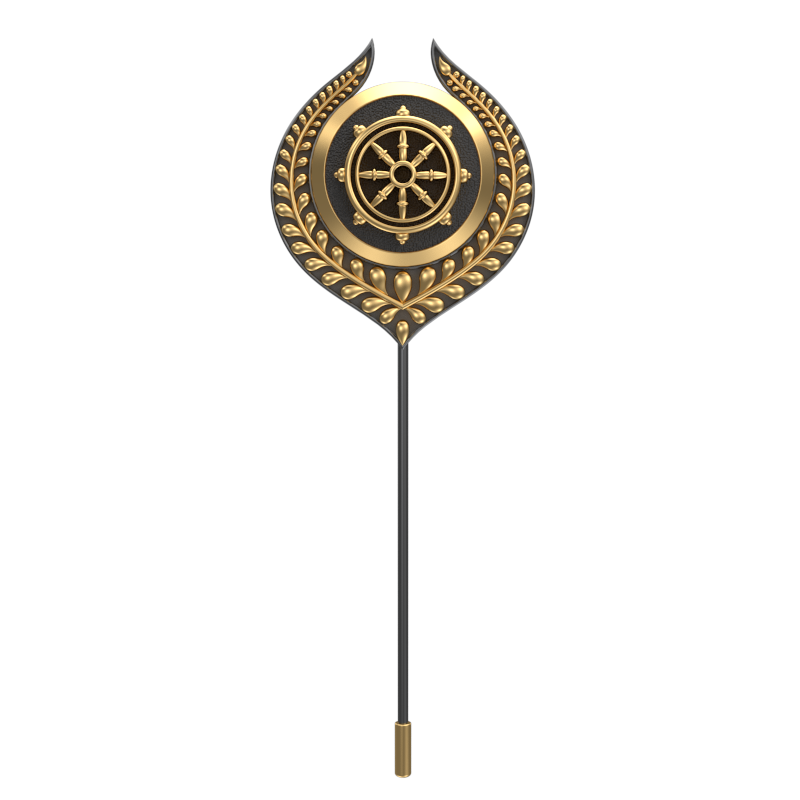 Dharma, Leaf Spiritual Lapel with 18kt Gold & Black Ruthenium Plating on Brass.
