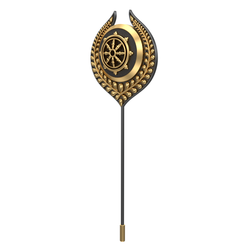Dharma, Leaf Spiritual Lapel with 18kt Gold & Black Ruthenium Plating on Brass.