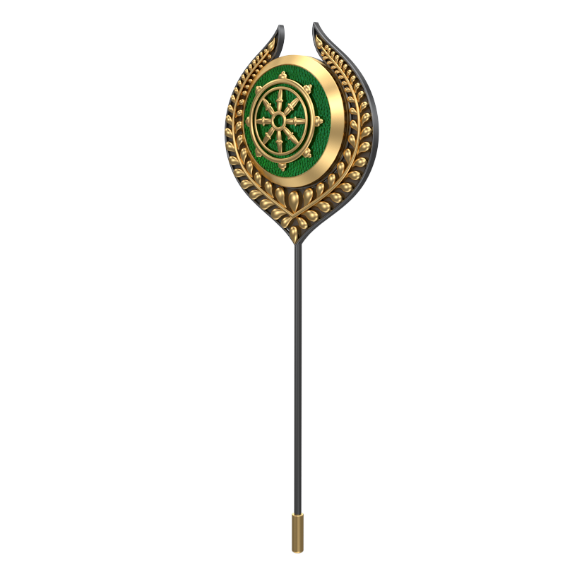 Dharma, Leaf Spiritual Lapel with 18kt Gold & Black Ruthenium Plating on Brass.