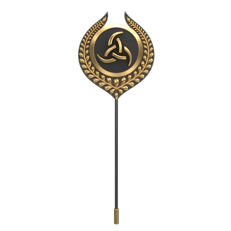 Odin, Leaf Spiritual Lapel with 18kt Gold & Black Ruthenium Plating on Brass.