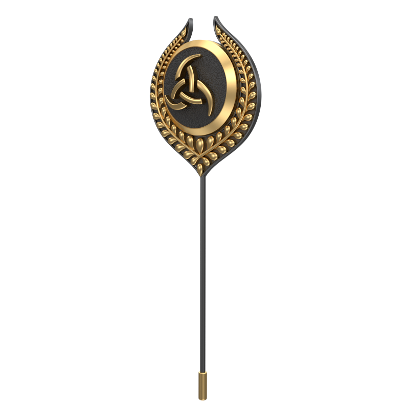 Odin, Leaf Spiritual Lapel with 18kt Gold & Black Ruthenium Plating on Brass.