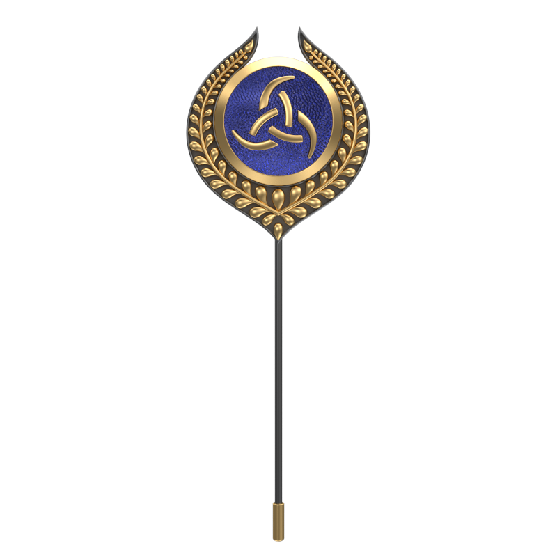 Odin, Leaf Spiritual Lapel with 18kt Gold & Black Ruthenium Plating on Brass.