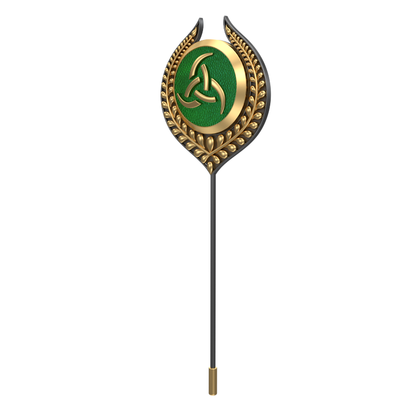 Odin, Leaf Spiritual Lapel with 18kt Gold & Black Ruthenium Plating on Brass.