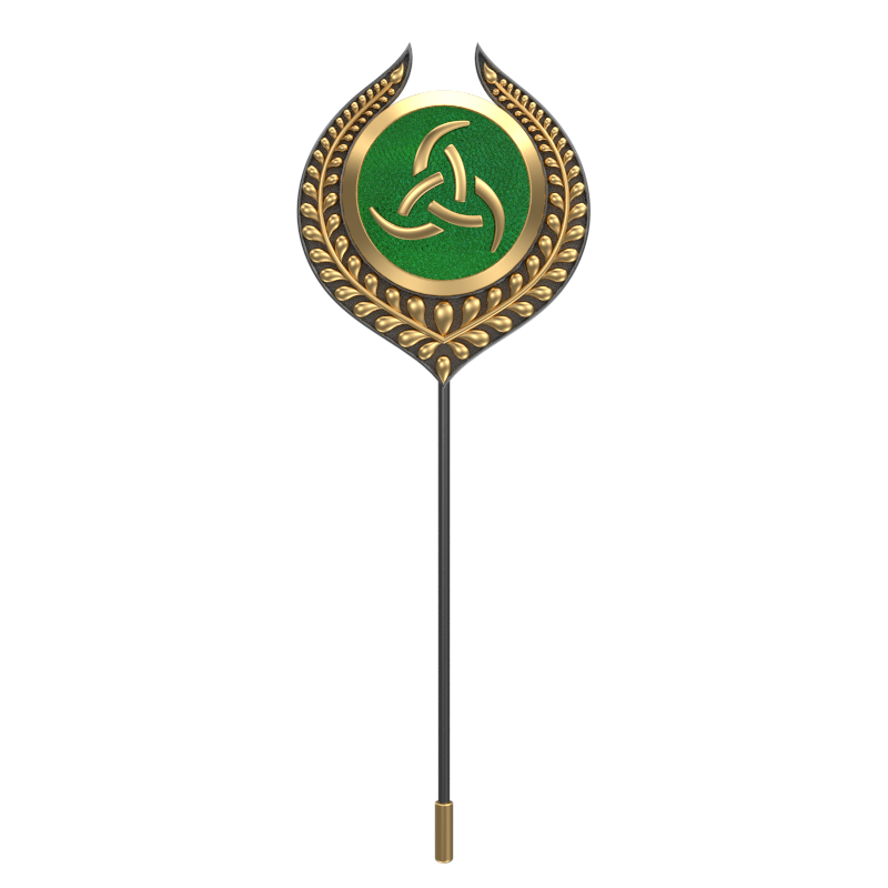 Odin, Leaf Spiritual Lapel with 18kt Gold & Black Ruthenium Plating on Brass.