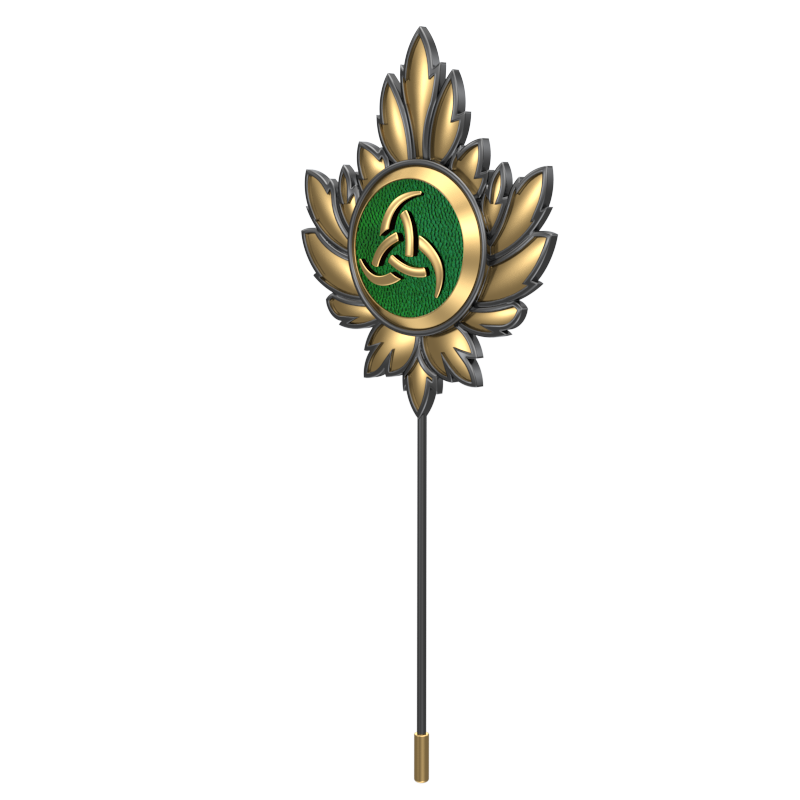 Odin, Maple Spiritual Lapel with 18kt Gold & Black Ruthenium Plating on Brass.