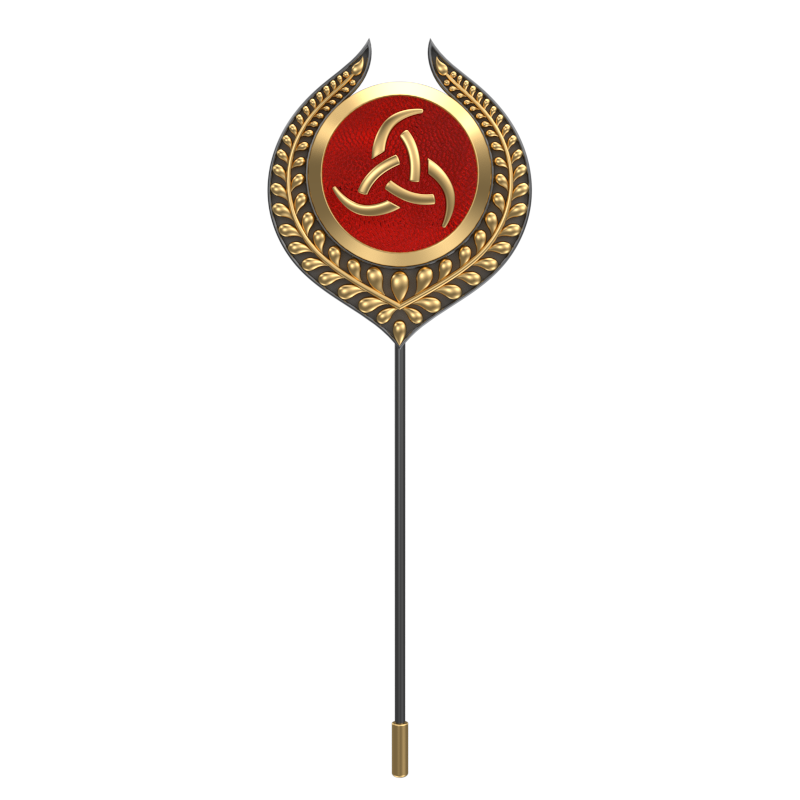 Odin, Leaf Spiritual Lapel with 18kt Gold & Black Ruthenium Plating on Brass.