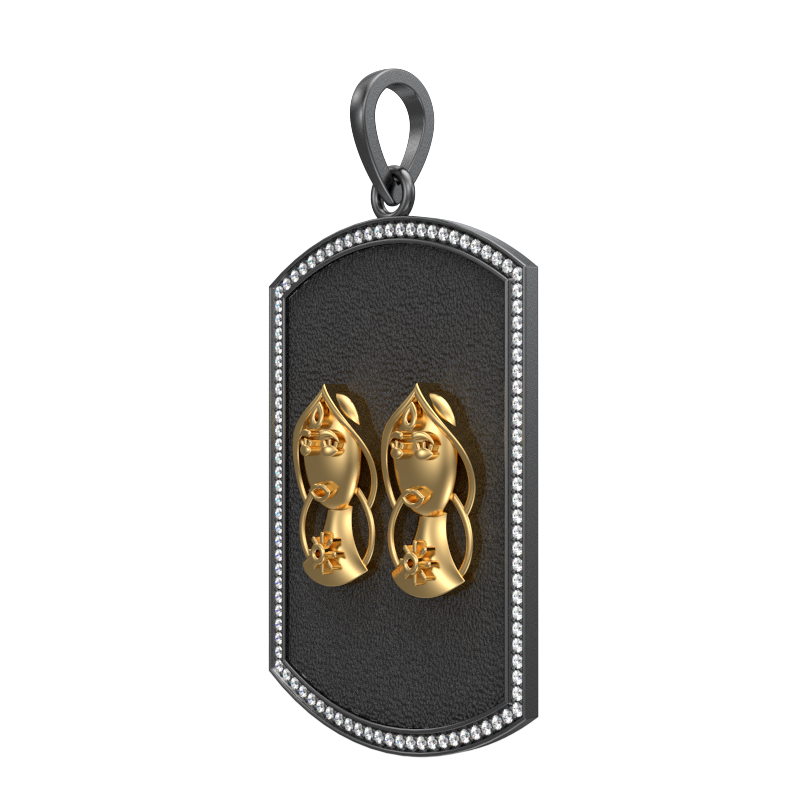 Gemini Zodiac Luxe, Constellation Pendant with CZ Diamonds, 18kt Gold & Black Ruthenium Plating on Brass.