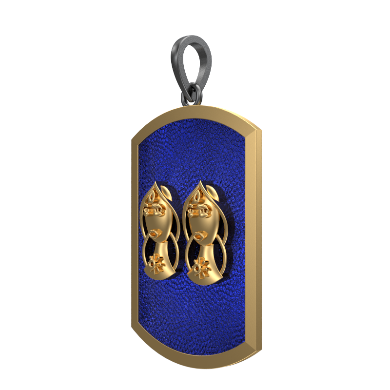 Gemini Zodiac, Constellation Pendant with 18kt Gold & Black Ruthenium Plating on Brass.