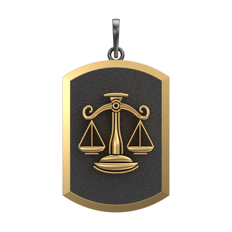 Libra Zodiac, Constellation Pendant with 18kt Gold & Black Ruthenium Plating on Brass.