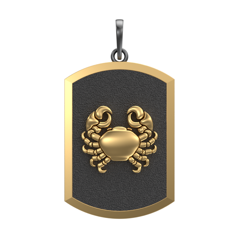Cancer Zodiac, Constellation Pendant with 18kt Gold & Black Ruthenium Plating on Brass.