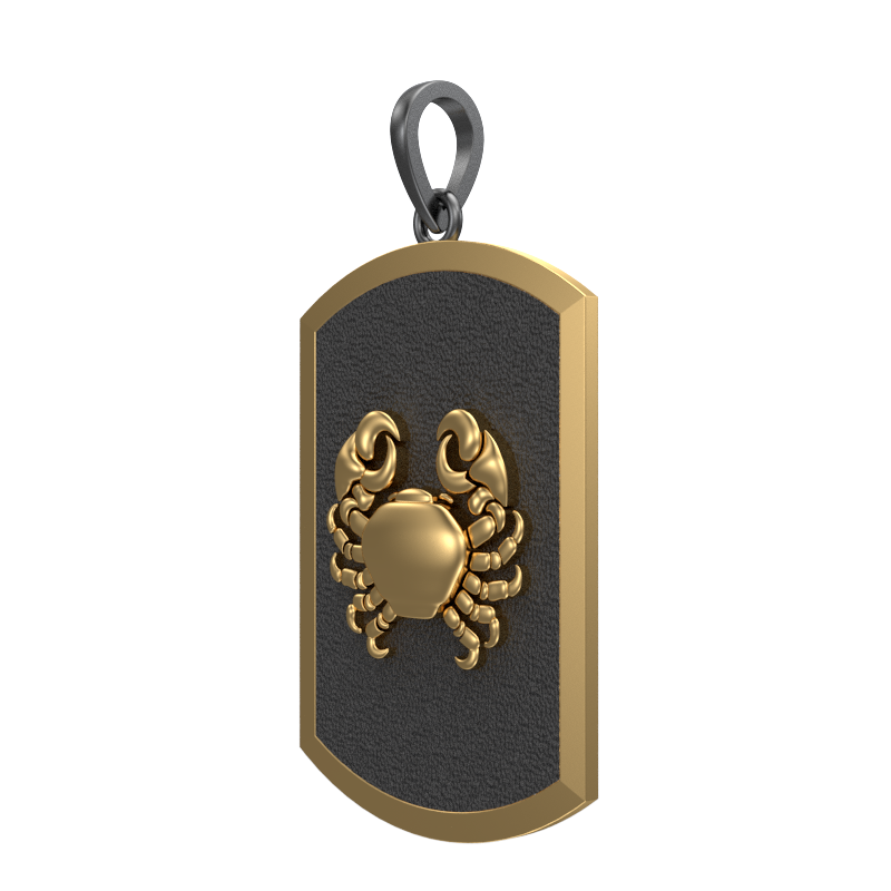 Cancer Zodiac, Constellation Pendant with 18kt Gold & Black Ruthenium Plating on Brass.