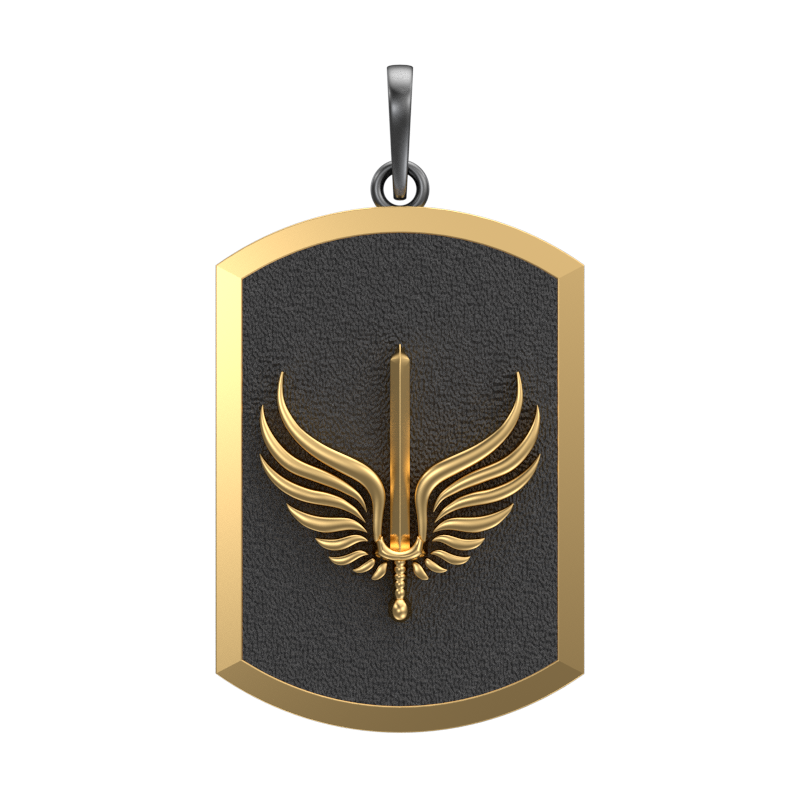Viking Sword, Edgy Pendant with 18kt Gold & Black Ruthenium Plating on Brass.