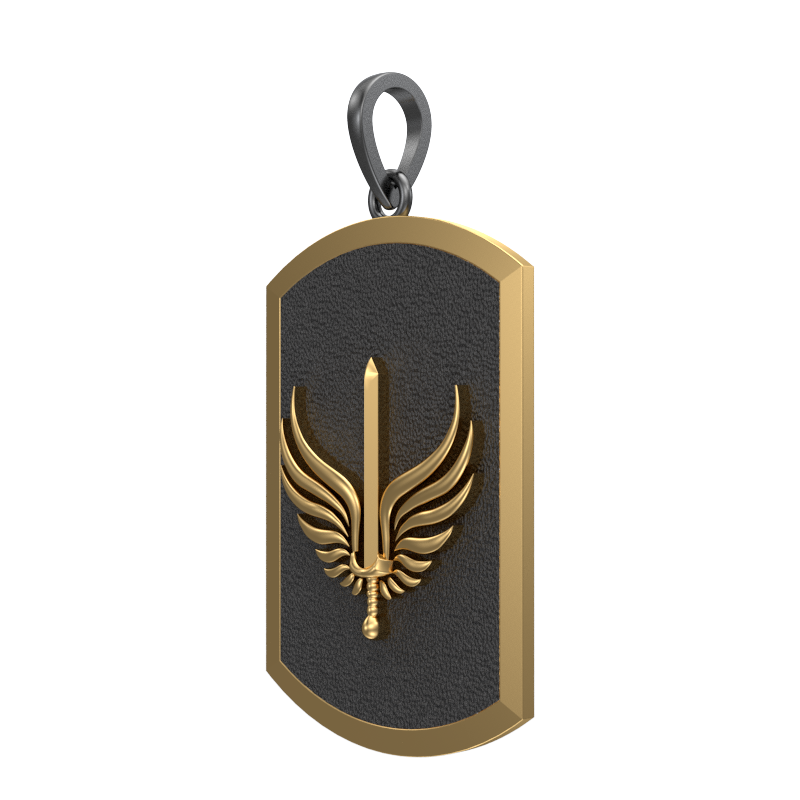 Viking Sword, Edgy Pendant with 18kt Gold & Black Ruthenium Plating on Brass.