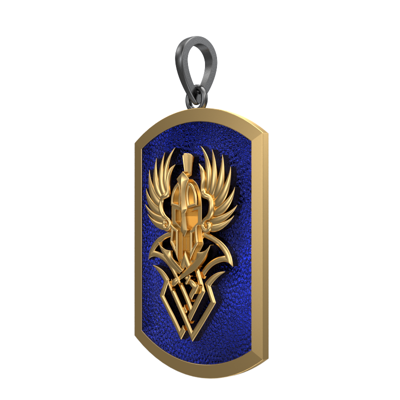 Warrior, Edgy Pendant with 18kt Gold & Black Ruthenium Plating on Brass.