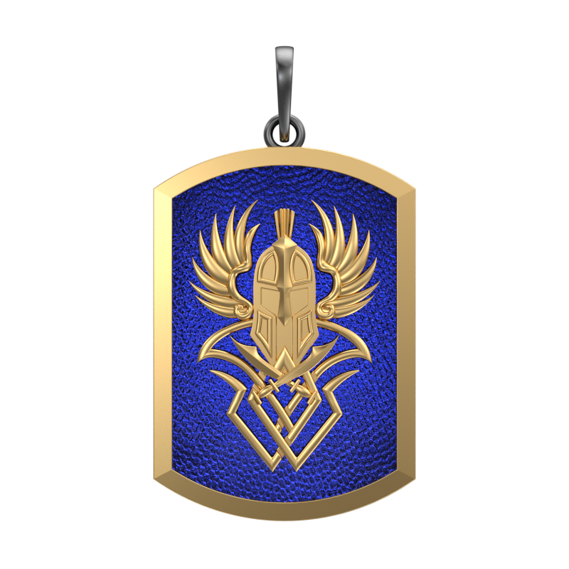 Warrior, Edgy Pendant with 18kt Gold & Black Ruthenium Plating on Brass.