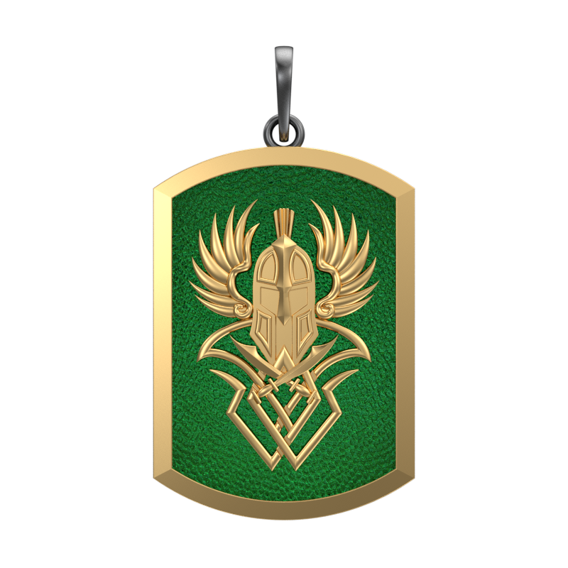 Warrior, Edgy Pendant with 18kt Gold & Black Ruthenium Plating on Brass.