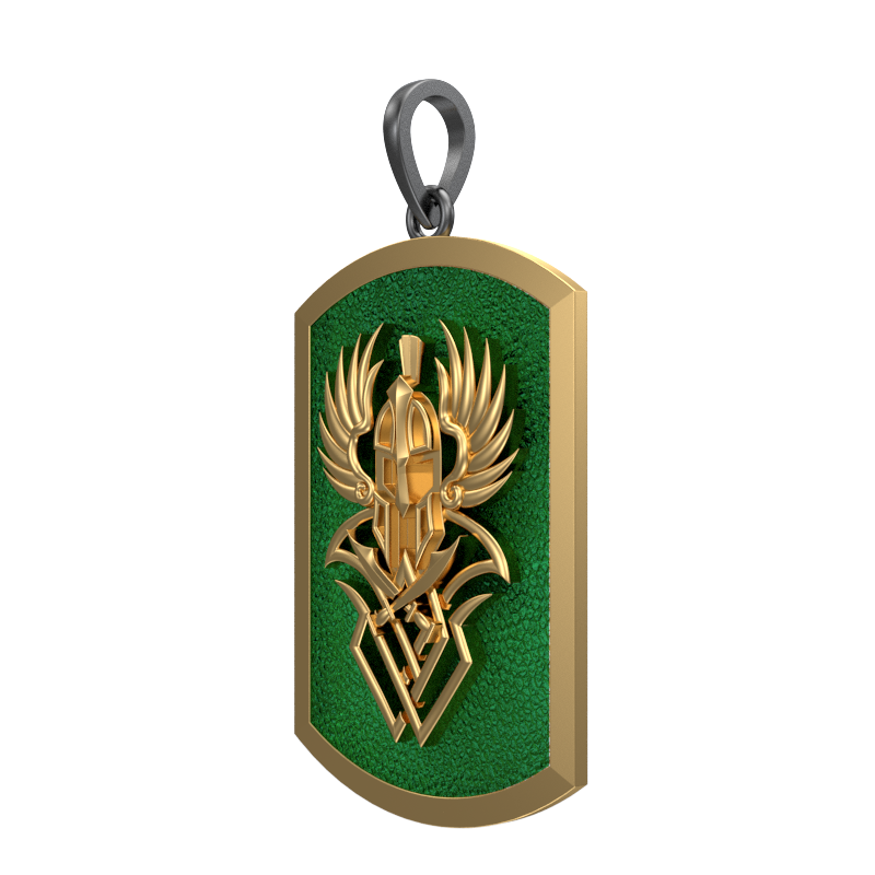 Warrior, Edgy Pendant with 18kt Gold & Black Ruthenium Plating on Brass.