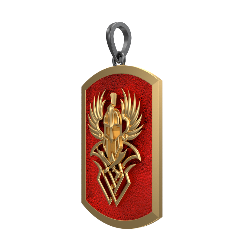 Warrior, Edgy Pendant with 18kt Gold & Black Ruthenium Plating on Brass.
