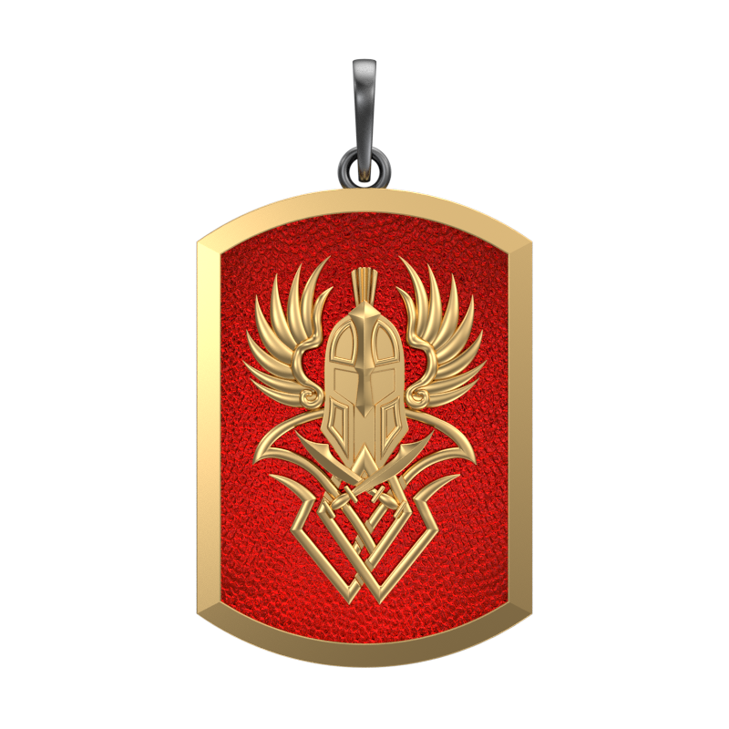 Warrior, Edgy Pendant with 18kt Gold & Black Ruthenium Plating on Brass.