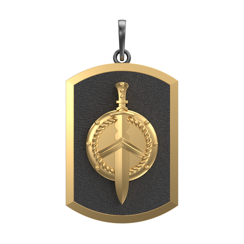 Honour, Edgy Pendant with 18kt Gold & Black Ruthenium Plating on Brass.