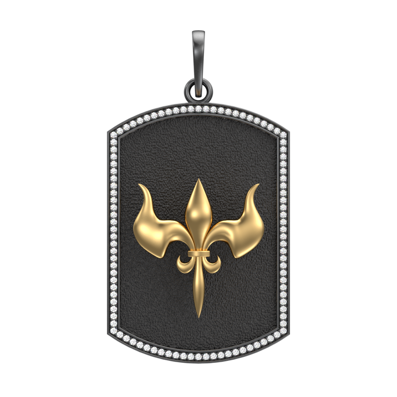 Rudra Luxe, Edgy Pendant with CZ Diamonds, 18kt Gold & Black Ruthenium Plating on Brass.