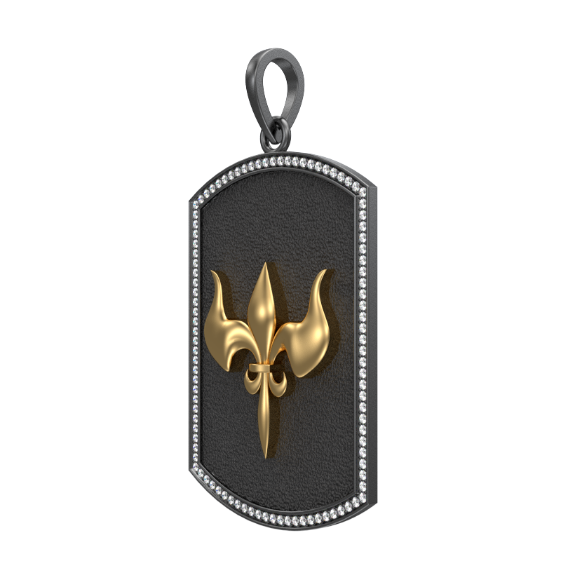 Rudra Luxe, Edgy Pendant with CZ Diamonds, 18kt Gold & Black Ruthenium Plating on Brass.