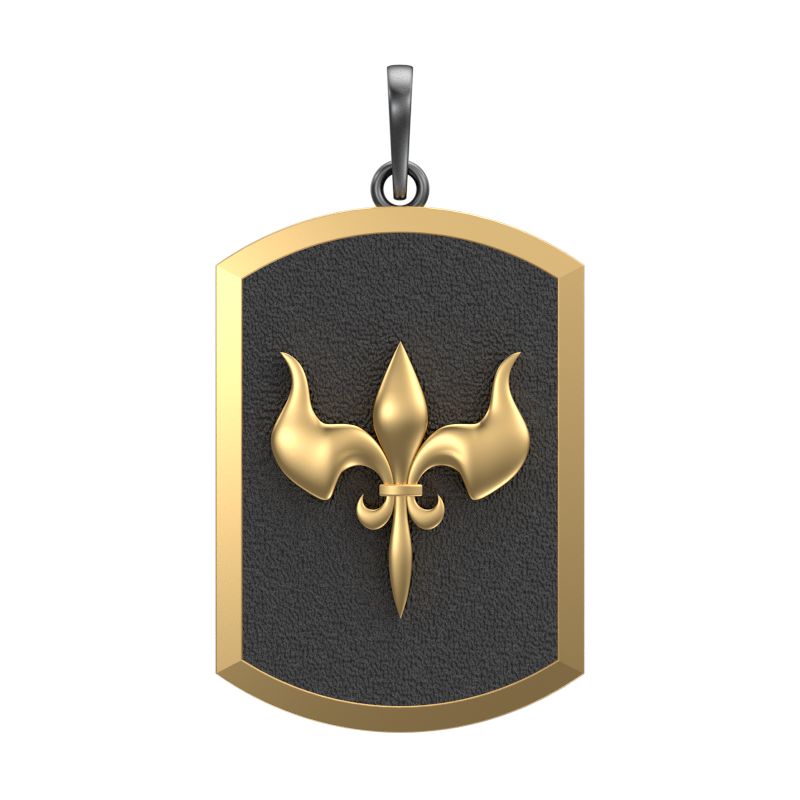 Rudra, Edgy Pendant with 18kt Gold Plating & Enamel on Brass.