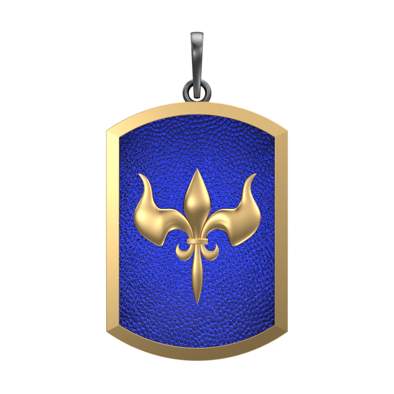 Rudra, Edgy Pendant with 18kt Gold Plating & Enamel on Brass.