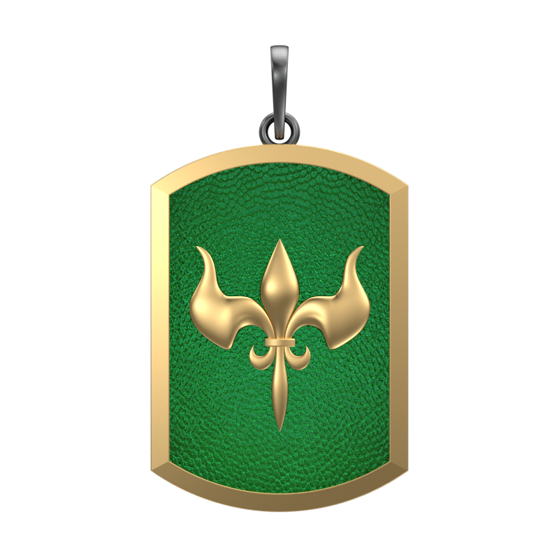 Rudra, Edgy Pendant with 18kt Gold Plating & Enamel on Brass.