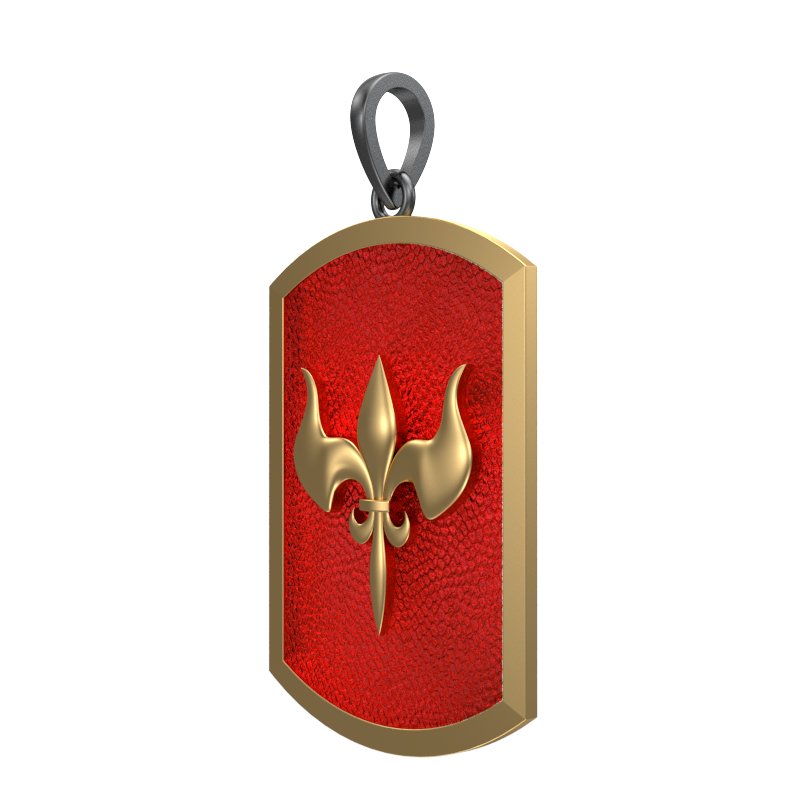 Rudra, Edgy Pendant with 18kt Gold Plating & Enamel on Brass.