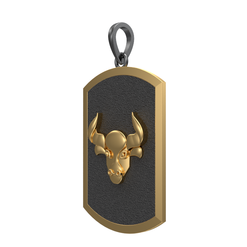Taurus Zodiac, Constellation Pendant with 18kt Gold & Black Ruthenium Plating on Brass.