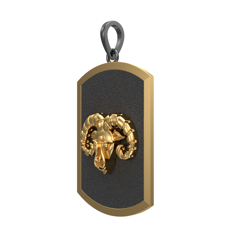 Aries Zodiac, Constellation Pendant with 18kt Gold & Black Ruthenium Plating on Brass.