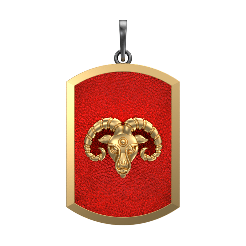 Aries Zodiac, Constellation Pendant with 18kt Gold & Black Ruthenium Plating on Brass.