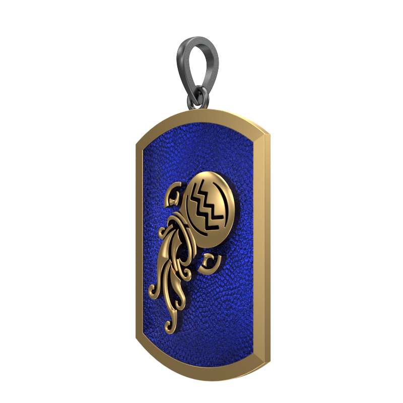 Aquarius Zodiac, Constellation Pendant with 18kt Gold & Black Ruthenium Plating on Brass.