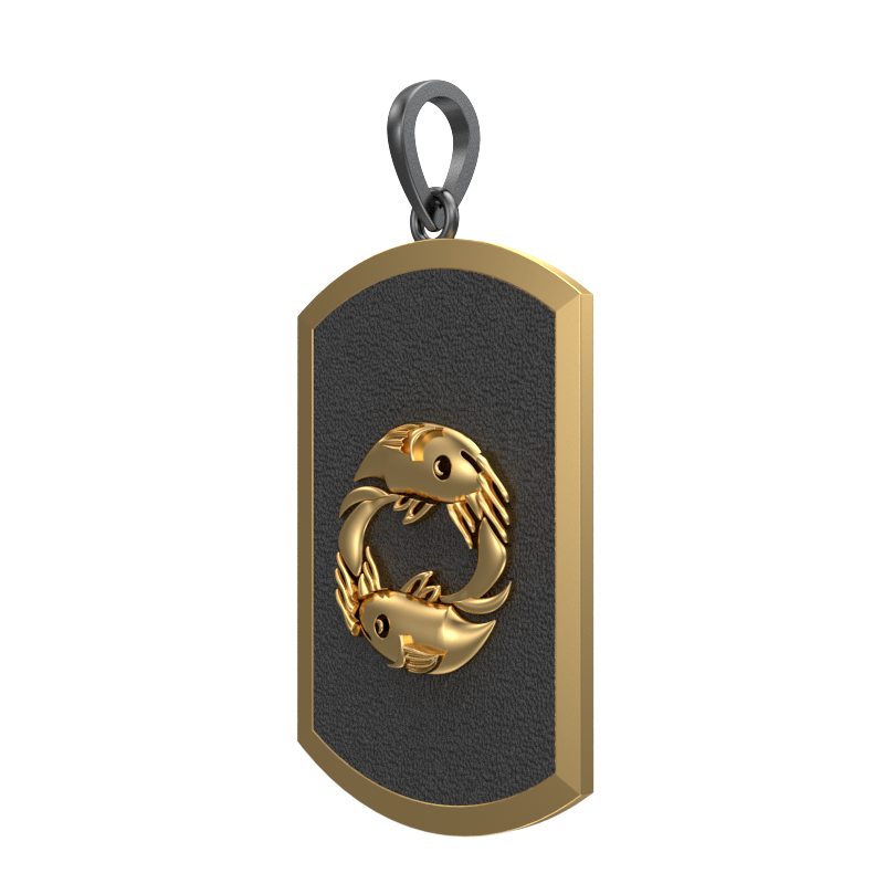 Pisces Zodiac, Constellation Pendant with 18kt Gold & Black Ruthenium Plating on Brass.