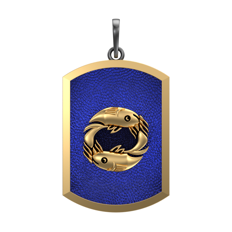 Pisces Zodiac, Constellation Pendant with 18kt Gold & Black Ruthenium Plating on Brass.