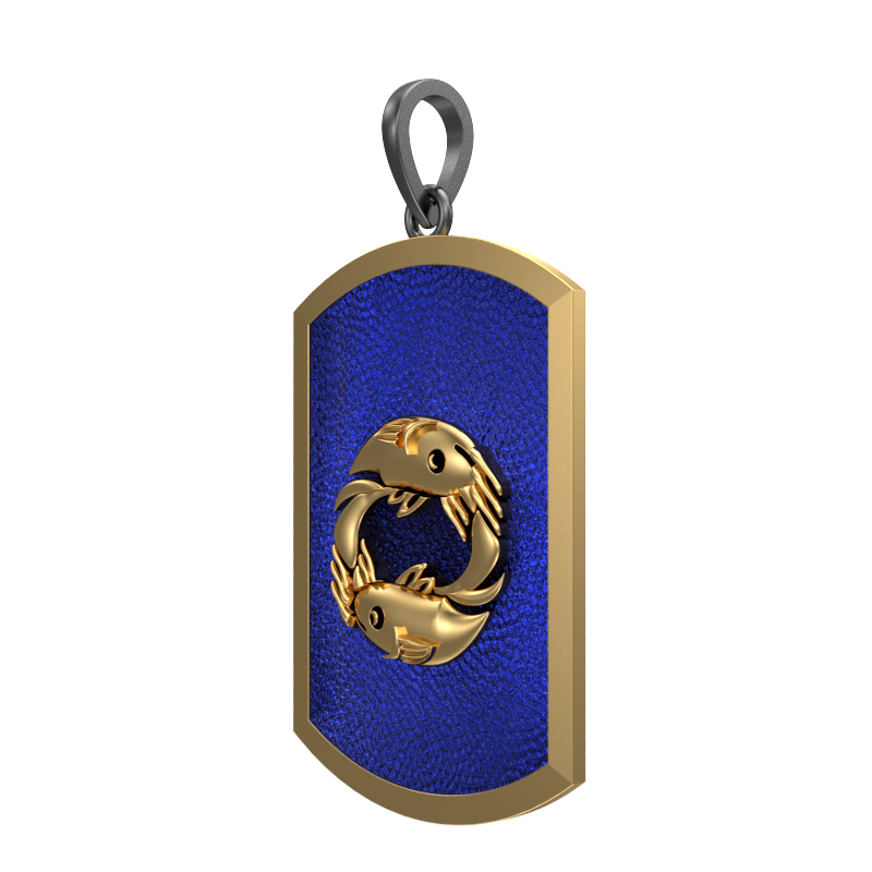 Pisces Zodiac, Constellation Pendant with 18kt Gold & Black Ruthenium Plating on Brass.