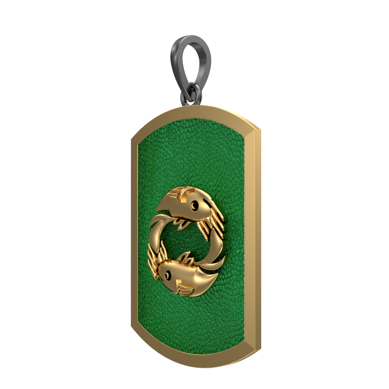 Pisces Zodiac, Constellation Pendant with 18kt Gold & Black Ruthenium Plating on Brass.