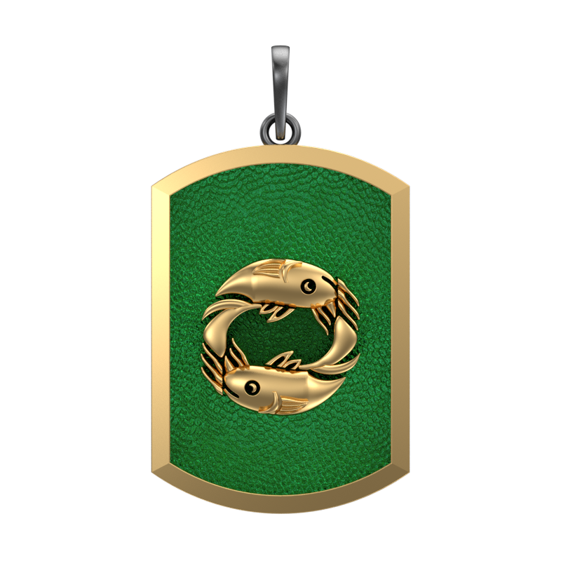 Pisces Zodiac, Constellation Pendant with 18kt Gold & Black Ruthenium Plating on Brass.
