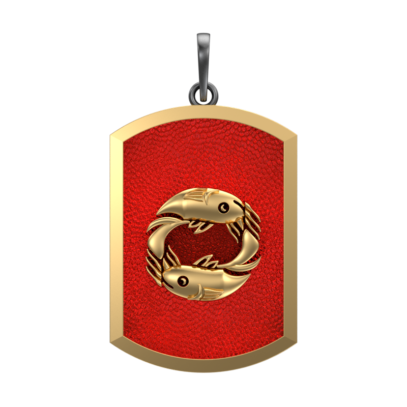 Pisces Zodiac, Constellation Pendant with 18kt Gold & Black Ruthenium Plating on Brass.