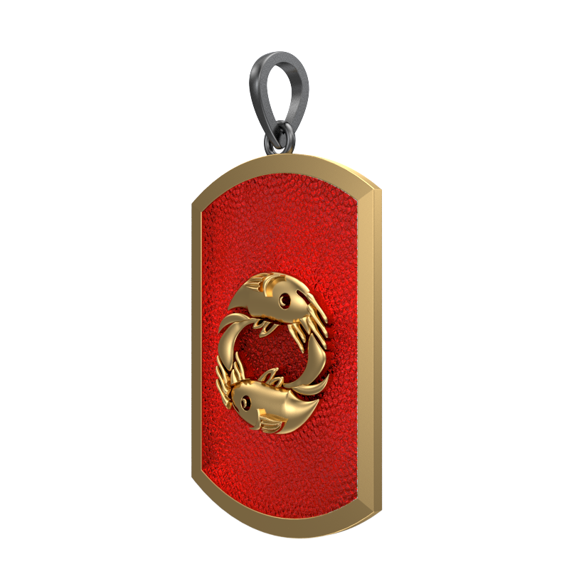 Pisces Zodiac, Constellation Pendant with 18kt Gold & Black Ruthenium Plating on Brass.