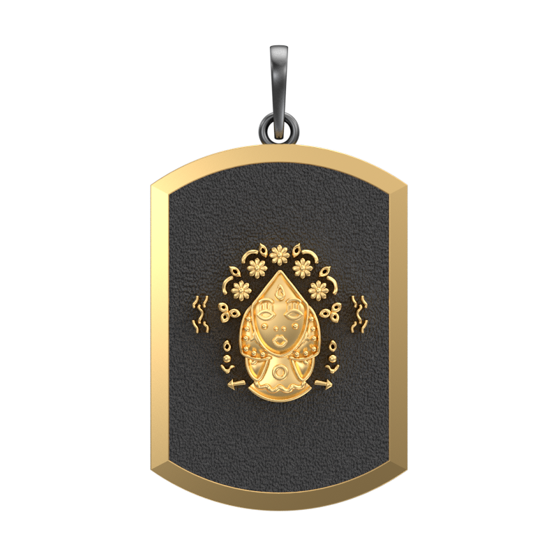 Virgo Zodiac, Constellation Pendant with 18kt Gold Plating & Enamel on Brass.