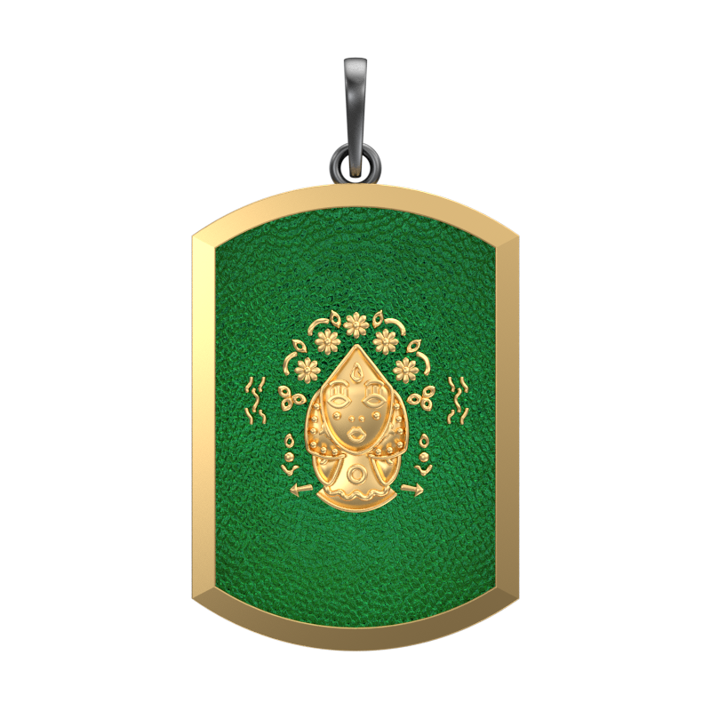 Virgo Zodiac, Constellation Pendant with 18kt Gold Plating & Enamel on Brass.