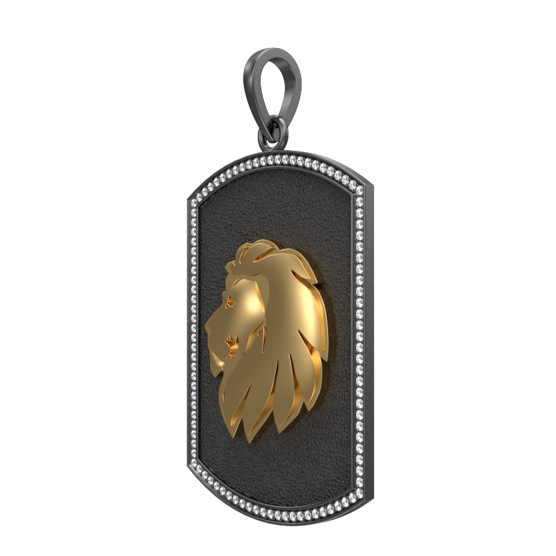 Leo Zodiac Luxe, Constellation Pendant with CZ Diamonds, 18kt Gold & Black Ruthenium Plating on Brass.